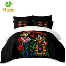 Bohemia Couples Skeleton Bedding Set Flowers Colorful Duvet Cover King Queen Bed Cover Pillowcase Soft Bedclothes Home Decor D40 Bohemia Couples Skeleton Bedding Set Flowers Colorful Duvet Cover King Queen Bed Cover Pillowcase Soft Bedclothes Home Decor D40
