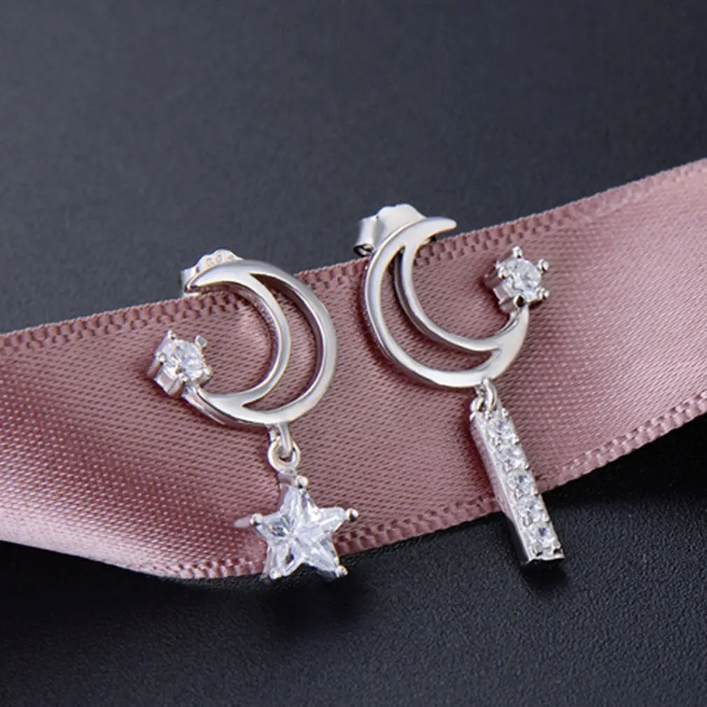 

Stars and moon diamonds Ear stud Eardrop Earrings Simple Generous Fashionable Personality Women Birthday Gift