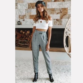 

Women Office Loose Stretch High Waist Elastic Long Pants Palazzo New Fashion Women Clothes Trousers