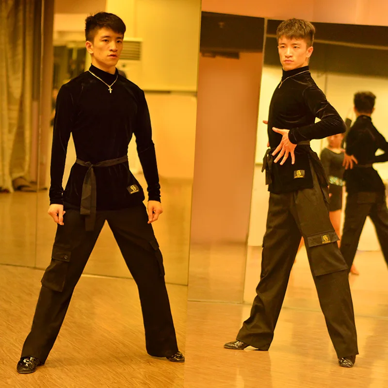 

Tango Dress Dress Ballroom sexy Microfiber New Style High Quality Men Dance Top Costume Velvet Leotard Turtlenecks