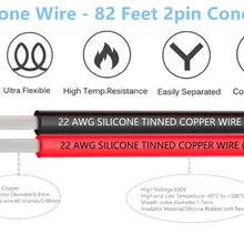 15 м электрический провод с силиконовой оплеткой 22AWG Удлинительный кабель провод шнур 2 pin Кабели гибкий крюк пряди луженая медная проволока