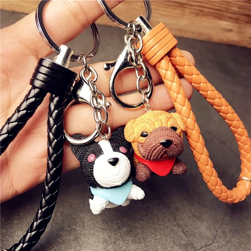 

2018 New Couple Fashion Scarf Dog Keychain Resin Men And Women Jewelry Cute Animal Dating/Anniversary /Party/ Gift For Women