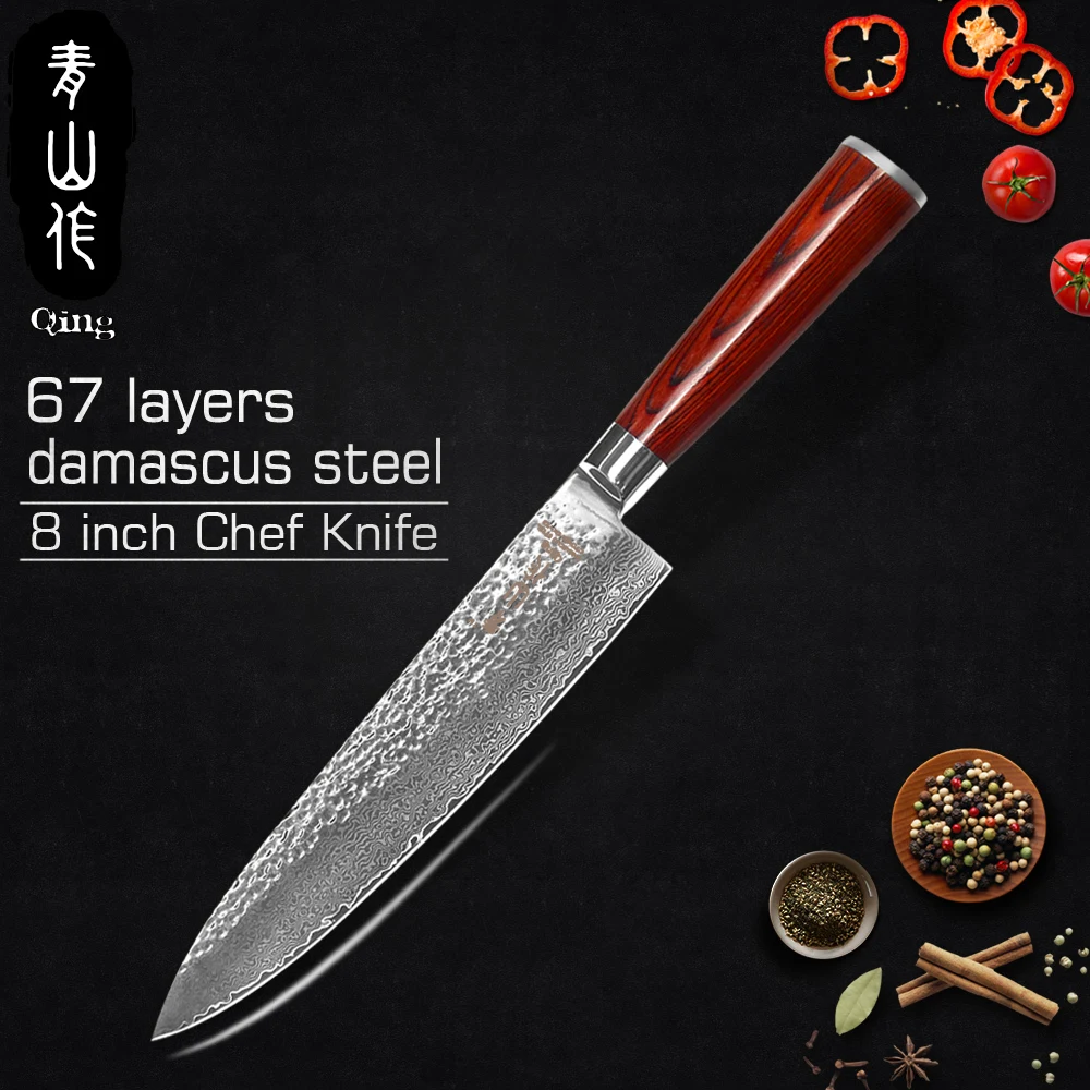 QING Brand Kitchen Knives Eco-Friendly VG10 Damascus Knife Single Knife 3.5\