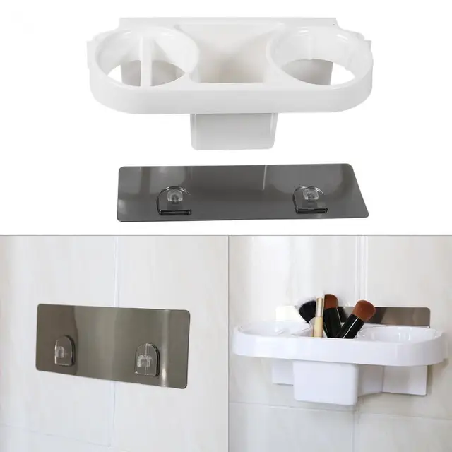 Multifunction Wall Mounted Suction Hair Dryer Drier Comb Storage Multifunction Wall Mounted Suction Hair Dryer Drier Comb Storage Holder Rack Stand Set Plastic Bathroom