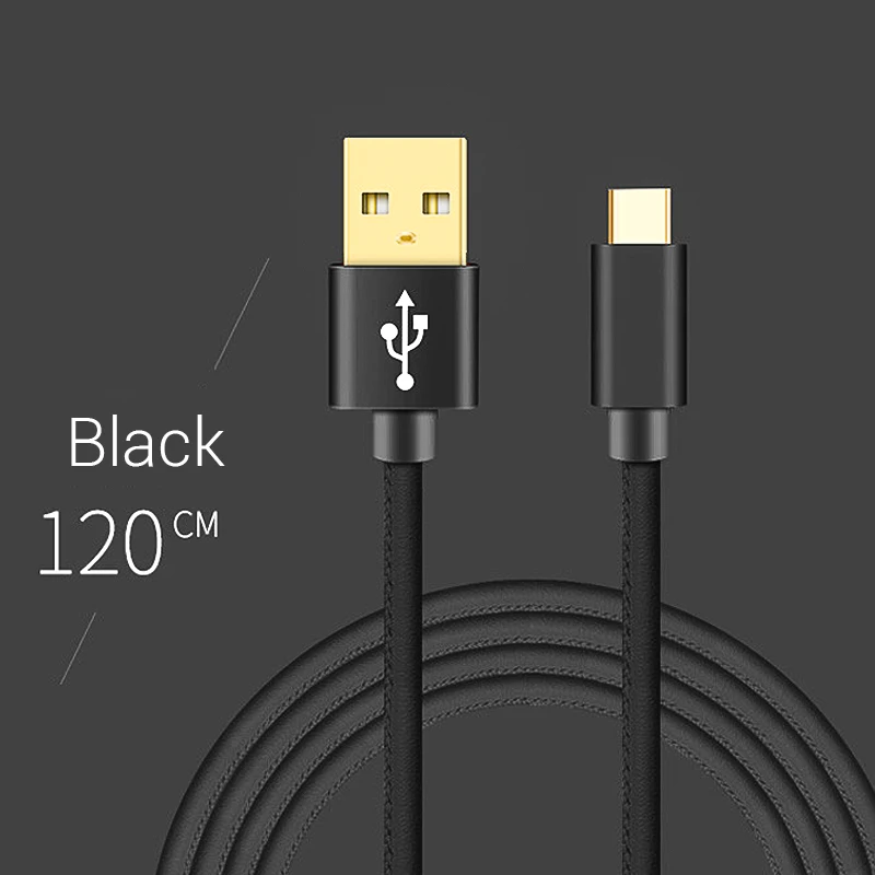 1,2 м USB C кабель для Xiaomi Redmi USB C кабель для зарядки и передачи данных с кожи телефонный кабель для зарядки и передачи данных для samsung Galaxy S9/S9+/S8/S8+/Note 9/s10 Z2 Oneplus - Цвет: Black TypeC