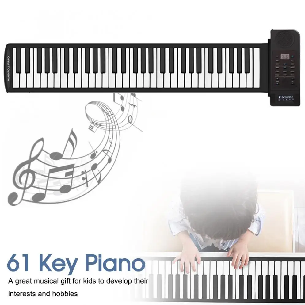 Portable 61 Keys Roll Up Flexible Silicone Piano Electronic MIDI Keyboard Organ