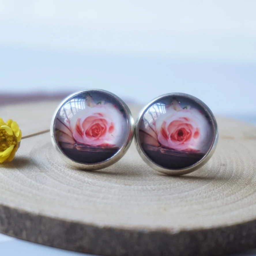 Flower Earings cute glass earring woman lady Fashion Earing handmade