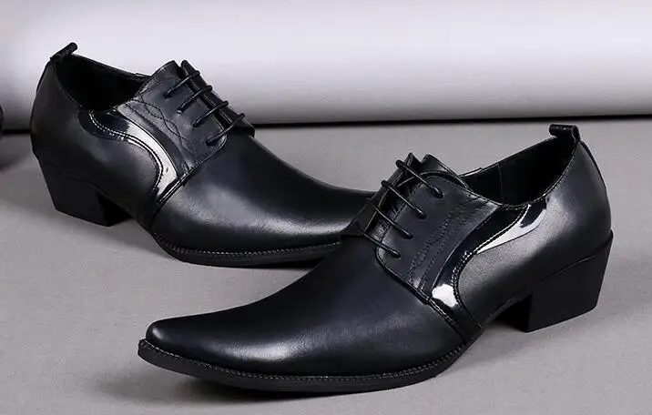 

New breathable casual leather shoes with pointed tips for men Men's shoes with mid heels Not lace-up shoes