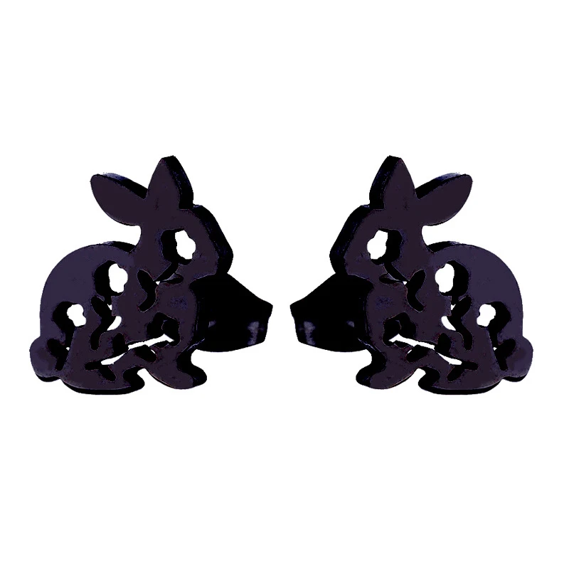 Фото Tiny Bunny Earrings Studs Minimalist Rabbit Animal Stainless steel | Украшения и аксессуары
