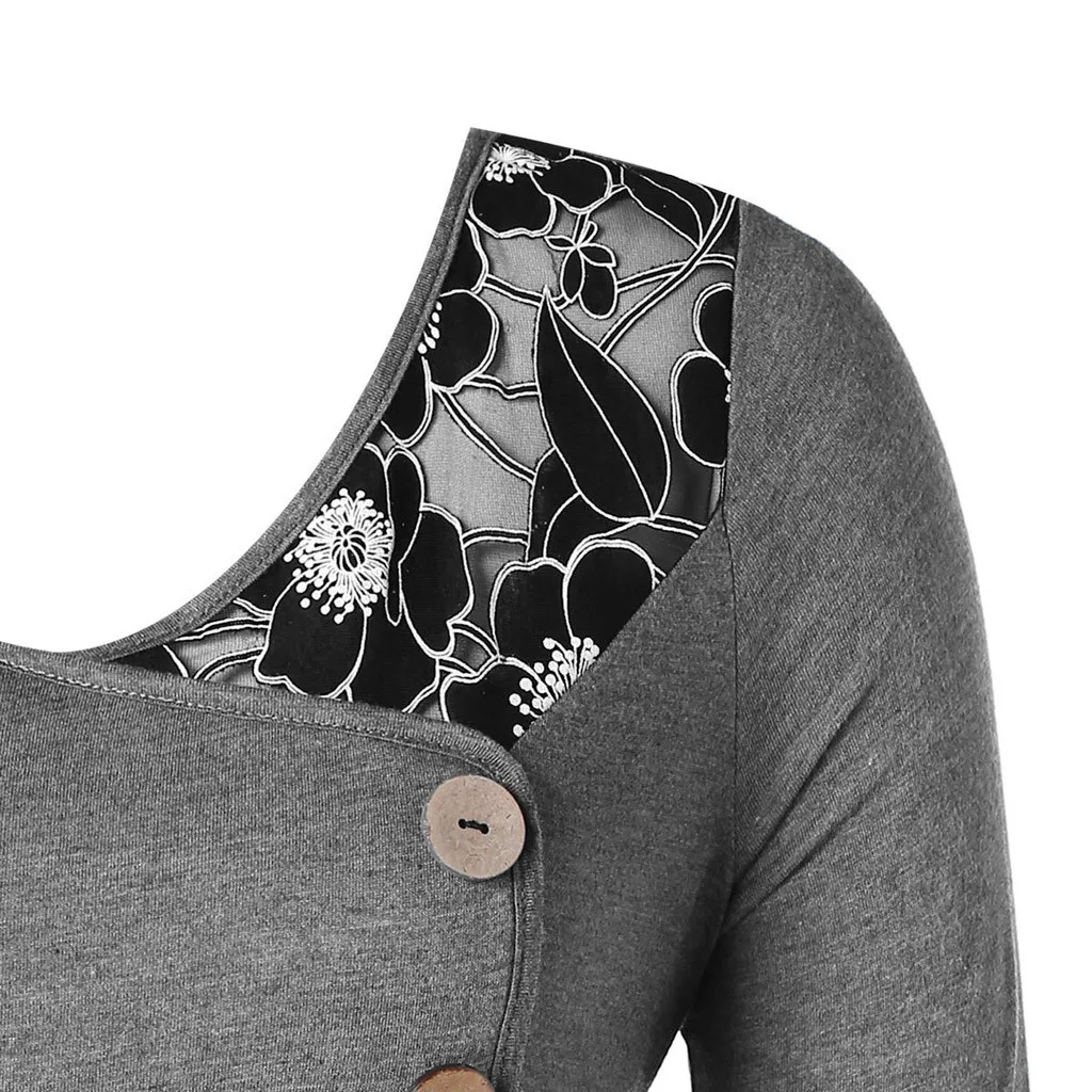 Рубашка с длинным рукавом, Женская Осенняя Повседневная Однотонная рубашка, женские топы, кружевные лоскутные пуговицы, Свободная блузка размера плюс, 5XL рубашка