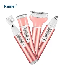 Kemei KM-6637 многофункциональная 4 в 1 перезаряжаемая Женская бритва для тела, триммер для бороды, бровей, носа, набор женских электробритва