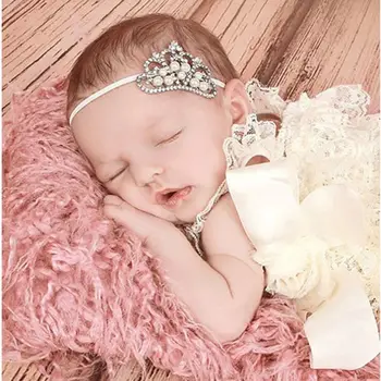 

Newborn Lovely Baby Christmas Infant Tollder crown pearl Headband Princess Crown headwear Baby girls hair accessories