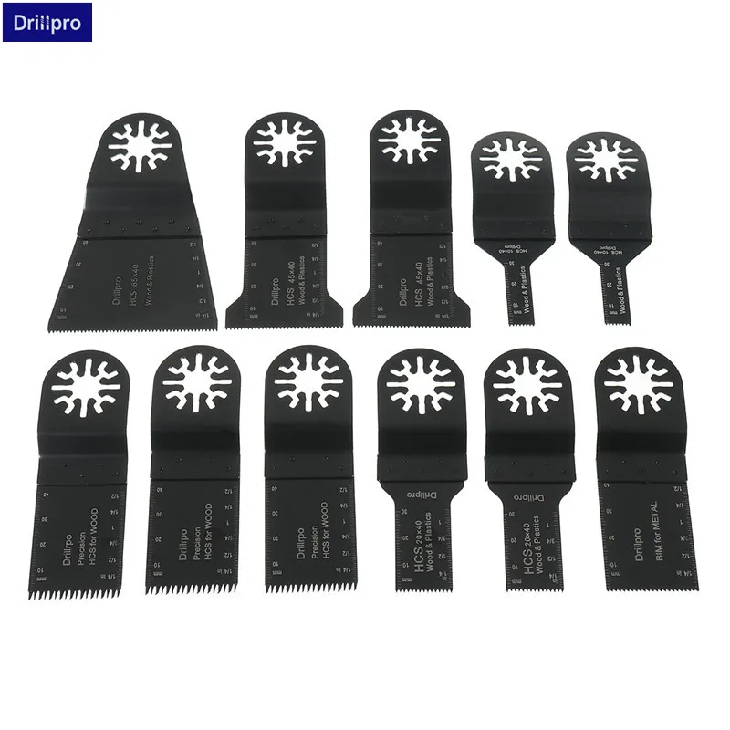 

Drillpro 11pcs/kit Oscillating Multi Tool Saw Blades Accessories for Renovator Power Tools Wood Metal Cutting