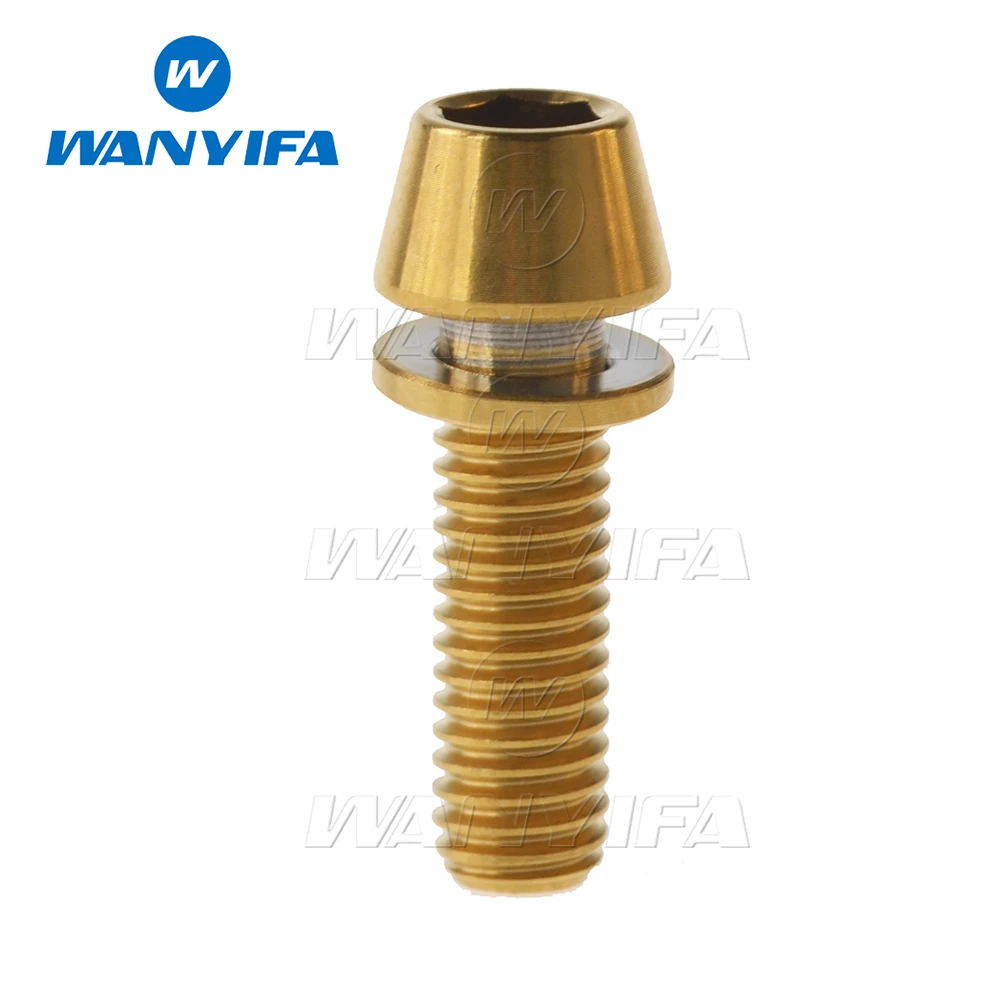 Wanyifa Titanium Bolt M5x16 M5x18 M5x20mm Conical Head Screws with Washer for Bicycle Stems|Дверные зажимы из нержавеющей