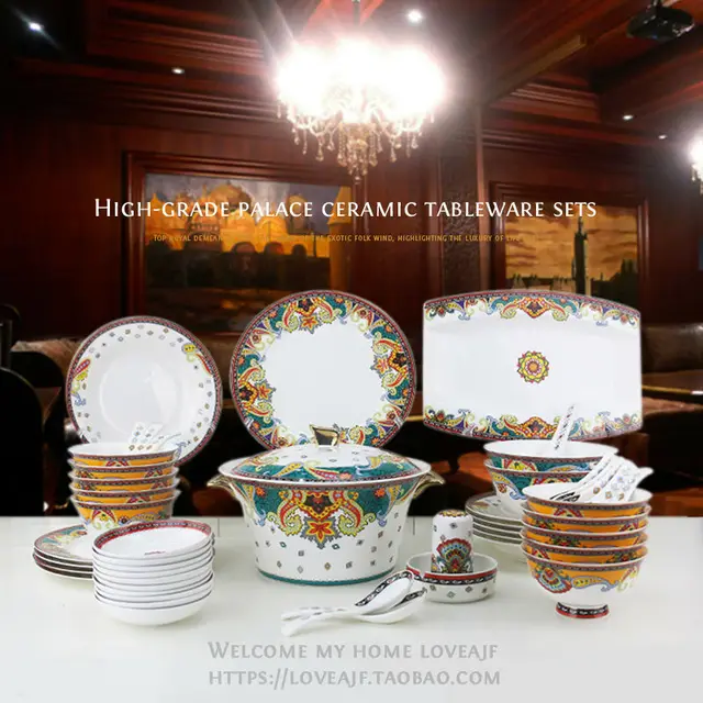 Chinese Porcelain Dinnerware Fine Bone China Set Luxury Chinese Porcelain Dinnerware Fine Bone China Set Luxury Sets Dinner Dish Gold Plated
