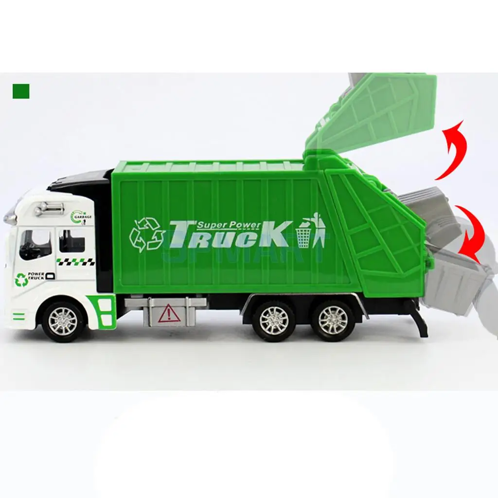 1:32 Scale Die Cast Pull Back Sanitation Engineering Garbage Truck Model Children's Day Birthday Gift Classic Car Toy