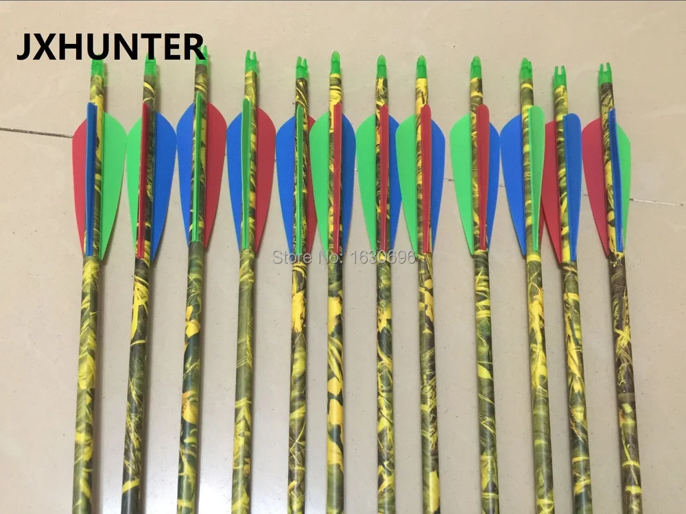 24pieces compound bow bolts 30 inch pure carbon arrow Camouflage