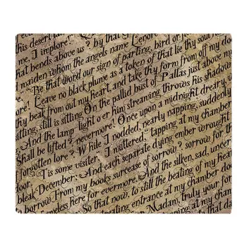 

Poe Raven Text Pattern Soft Fleece Throw Blanket Soft Flannel Blanket to on for the sofa/Bed/Car Portable Plaids