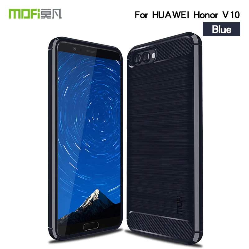 Blue Mofi карбон для huawei Honor V10 чехол для телефона задняя крышка силиконовый бампер мягкий чехол для huawei Honor V10 телефон Броня оболочка - Цвет: Blue