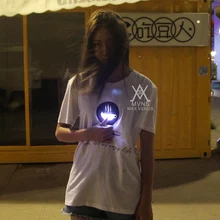 Новинка, модная летняя футболка, Женская хлопковая Удобная футболка, женская одежда, светящаяся футболка, светодиодный MVNS-T0008