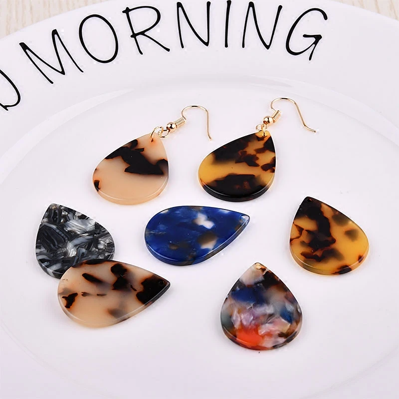 

Free Shipping 30pcs 22*31mm Colorful Waterdrop Shape DIy Jewelry Charms ornament Accessories acetic acid acrylic pendant craft