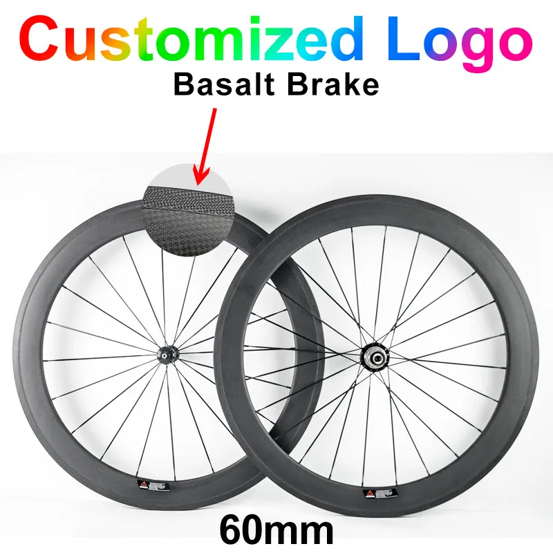 700C Customized 60mm 23mm Width 3k Ud Clincher Tubular Carbon Fibre Bike Wheels Road Bicycle Cycling
