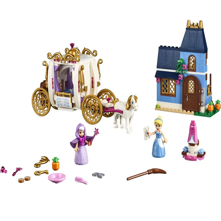 Disney Education Toys Frozen Princess Castle Cinderella'S Enchanted Fairy Godmother Building Blocks New Year Gift For Childrens