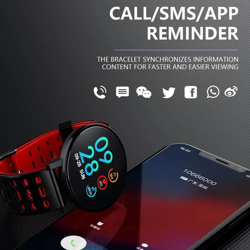 

2019 Round Color Screen Smart Bracelet Waterproof IP67 Real-time Heart Rate Automatic Monitoring Alarm Reminder Smart Bracelet