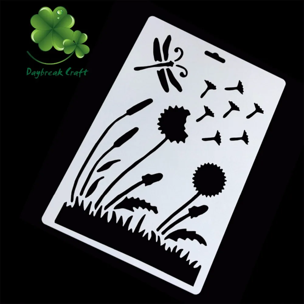 (10.2x6.9 inch) Plastic Stencil Dandelion spray mists,inks and paints