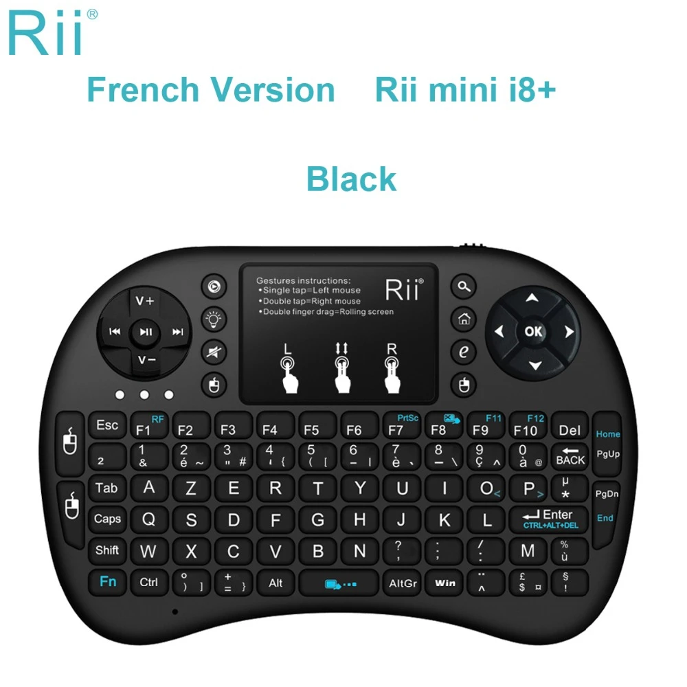 Original Rii I8 French Azerty Mini Wireless Keyboard With Touchpad Mouse Backlit Keyboard For Htpc Mini Pc Tv Box Keyboards Aliexpress
