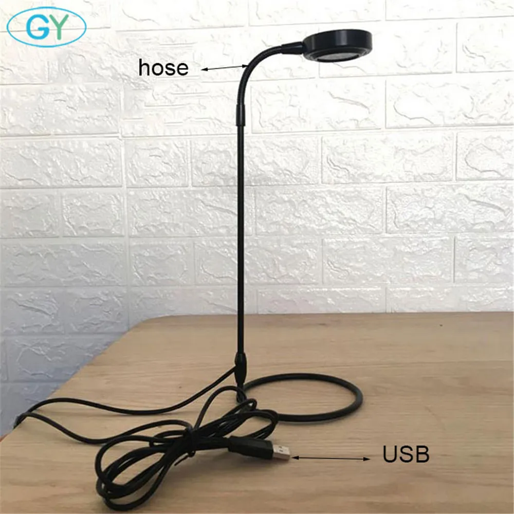 Светодиодный лампа для выращивания 5В USB или 220 переходник для рабочего стола, выращивание комнатных растений огни с защитой от повреждений и кольцом База Светодиодный Grow свет для аквариума - Испускаемый цвет: USB hose