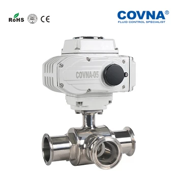 

Food Safe 1-1/2 inch Sanitary Motorized 3 Ways Clamp Ball Valve On Off Type DN40 Tri-clamp Electric Ball Valve