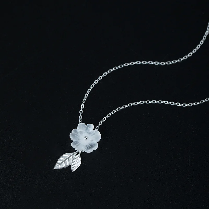 Plum leaves necklace women 100% 925 Sterling silver nacklace Jewellery Clavicle chain pendant charms girl gift
