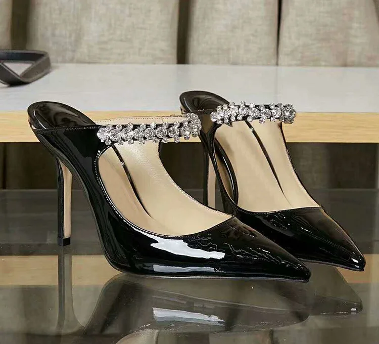 Королевская Belle/шикарный дизайн; сандалии-гладиаторы с кристаллами; женская обувь с острым носком и стразами; Драгоценная цепочка; обувь на высоком каблуке; женская свадебная обувь