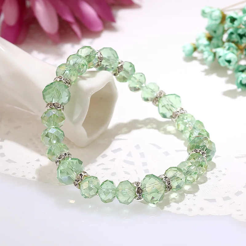 

2018 Women's Charm Bracelets & Bangles With Crystal Beads Korean 8 colorc Bracelet Femme for Women Jewelry Personalized Bracelet
