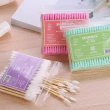 100 шт./партия, косметическая ватная палочка с двойной головкой, чистые ватные палочки, инструменты для чистки ушей для детей и взрослых