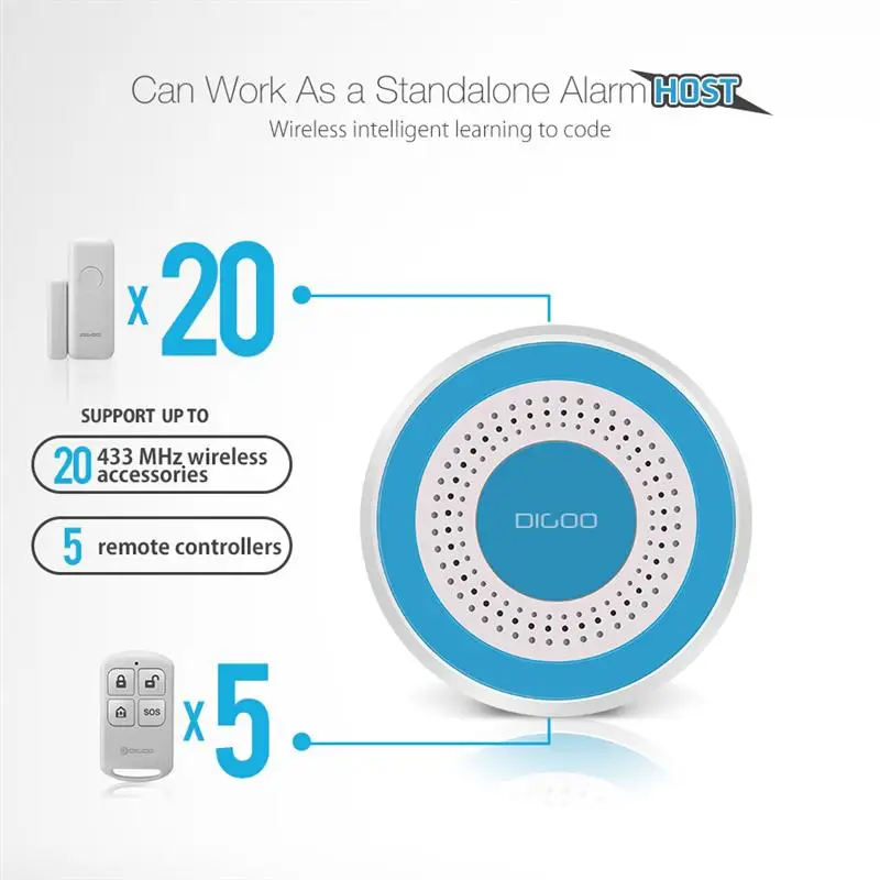 Digoo DG-ROSA 433 МГц беспроводной DIY автономная сирена многофункциональная домашняя охранная сигнализация набор хост и сирена