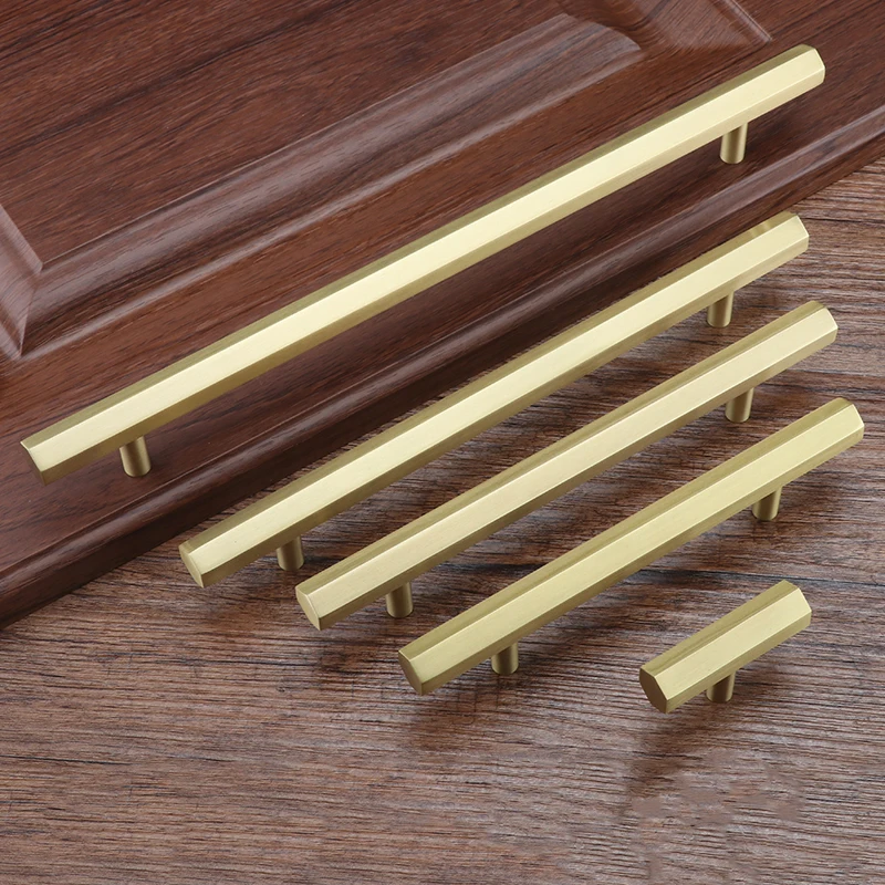 Buy Gold T bar solid Brass Hexagon handle Pull