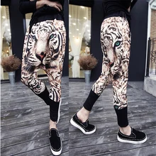 M-3xl! весенне-осенние мужские темные брюки с головой тигра в стиле хип-хоп, большие брюки для уличных танцев, шаровары большого размера, Мужские штаны