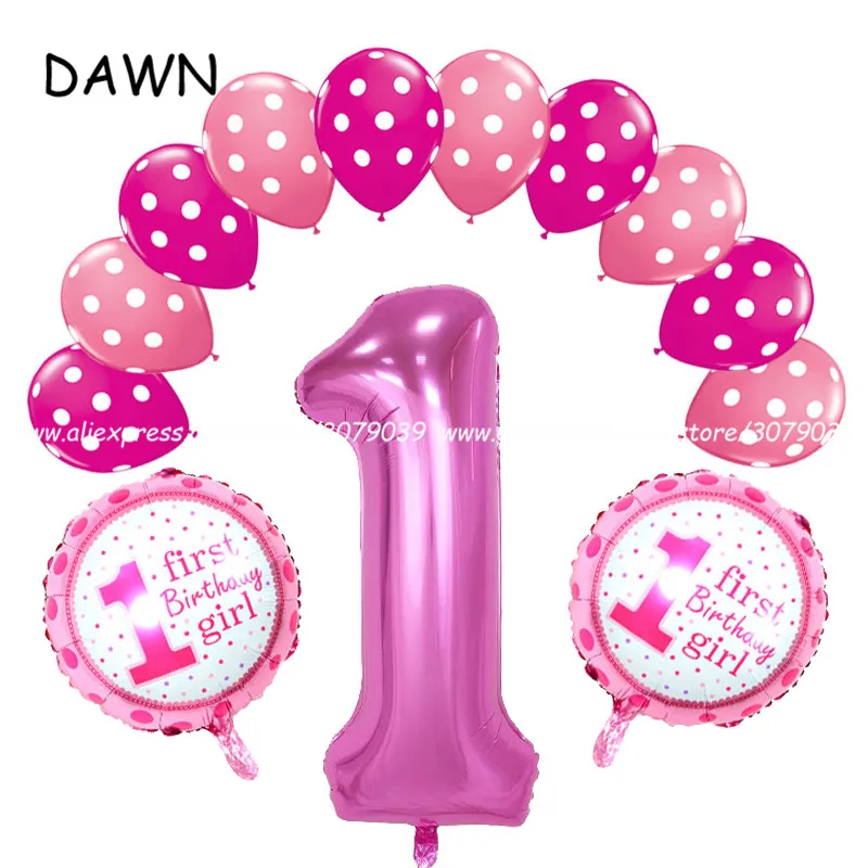 

13pcs/lot 1 Year Old Baby Shower Birthday number'1' Balloons helium latex globos party DIY decoration supplies kids toys
