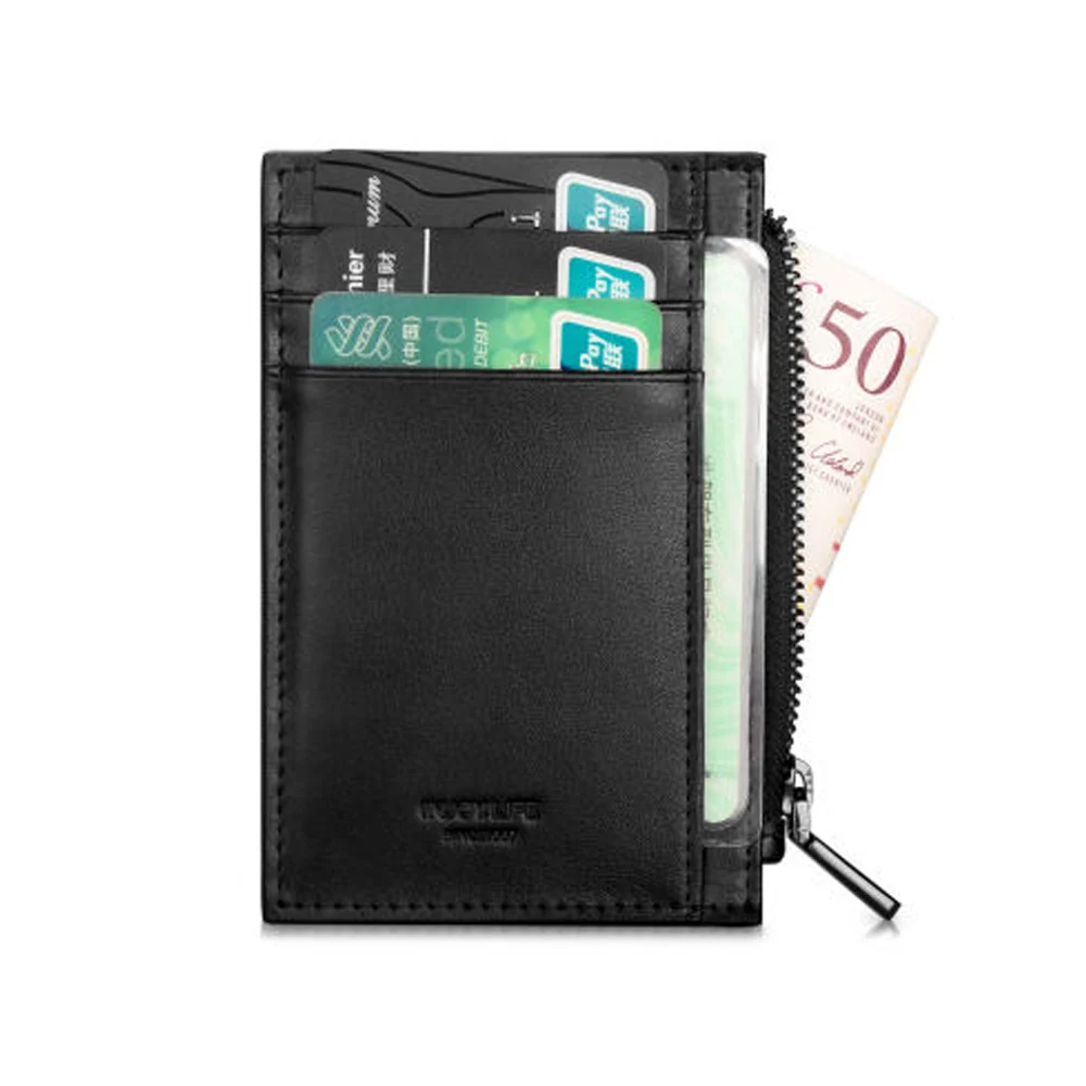 

Short Men Wallet Women Genuine Leather Mini Wallet with Zipper Coin Pocket