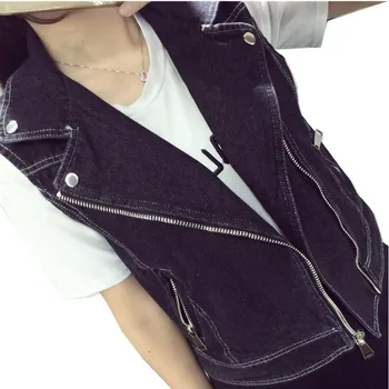

5XL 6XL 7XL 8XL Large Size Denim Jacket For Women Vintage Blue Women's Vest Zipper Pocket Casual Jeans Waistcoat Female Cardigan