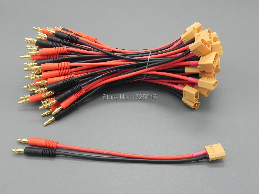 

5 pieces XT60 Female Charging Connector to 4.0mm Banana Plug Adapter Power Cable For RC Hobby