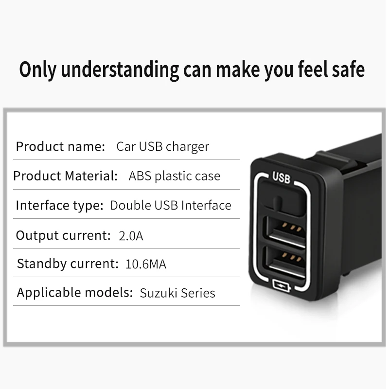 Автомобильное USB зарядное устройство Быстрая зарядка 2.0A 220 В 2 порта USB2.0 для iphone Micro usb type C Зарядка для телефона Suzuki все модели универсальные