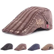 Винтаж мыть хлопок газетчик Кепки для Для женщин и Для мужчин Вышивка плоский Берет Hat для вождения Кепки Cabbie Гэтсби(4 цвета