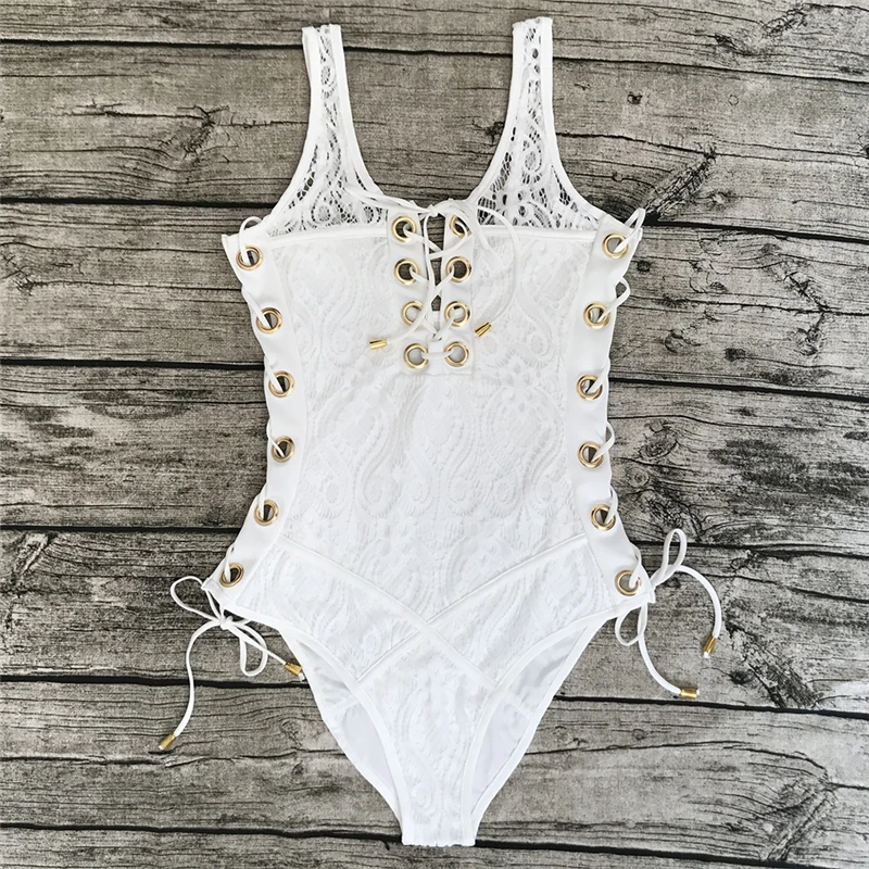 Sexy Lace Bodysuit Summer Jumpsuits For Women 2017 Lace Up Bodysuit Women Rompers Solid Skinny Hollow Out Sleeveless Body Suit Body