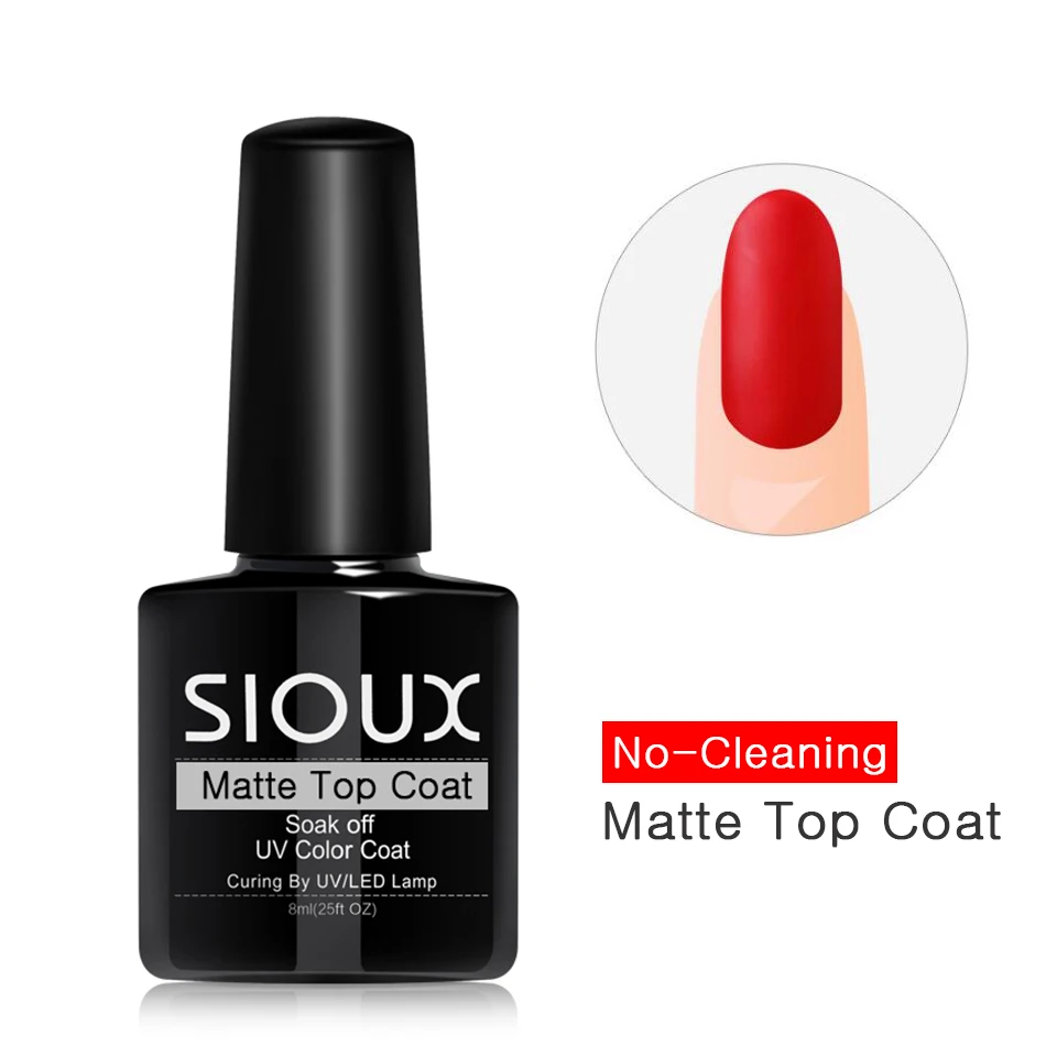 SIOUX Matt Top Coat Гель лак для ногтей LED UV Soak off 8 мл прозрачный цвет верхнее покрытие