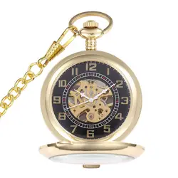 Роскошные золотые Механические карманные часы мужские в римском стиле арабский numberal стимпанк механические карманные FOB часы цепи Relogio де