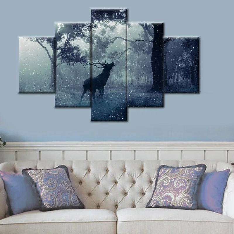 5 шт. декоративные картины на холсте Олень|paintings on canvas|wall pictures5 pieces |