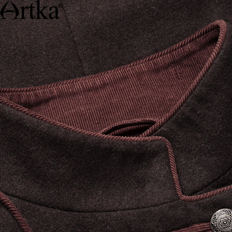 Fa12061q Brown Femmes Vintage Pardessus Vestes De Automne Artka Laine Breasted Dames Chevalier Veste 2018 Manteau D'hiver Double pa1qBnZFx